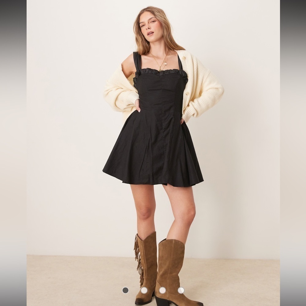 NWOT Free People midnight magic mini skater dress in black - Picture 1 of 13
